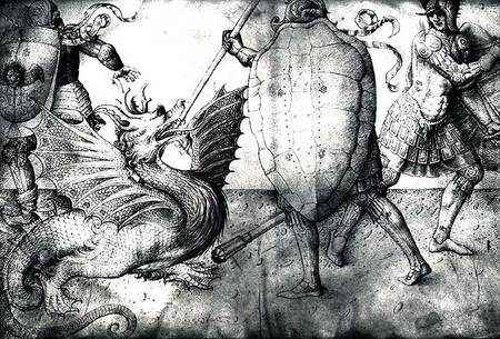 Warriors fighting a dragon a Jacopo Bellini