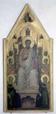 St. Bartholomew enthroned with Angels (tempera on panel) a Jacopo del Casentino