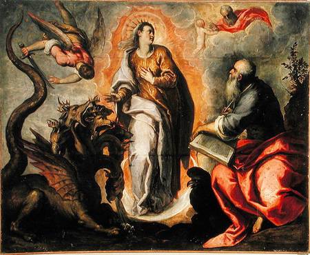 Woman fleeing the dragon a Jacopo Palma il Giovane