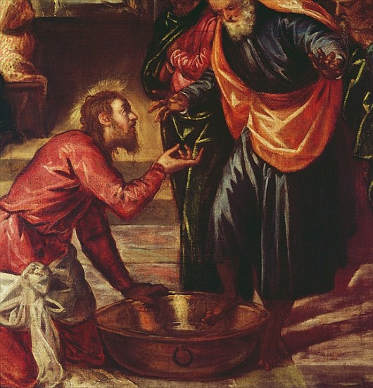 Christ Washing the Feet of the Disciples (detail of 69587) a Jacopo Robusti Tintoretto