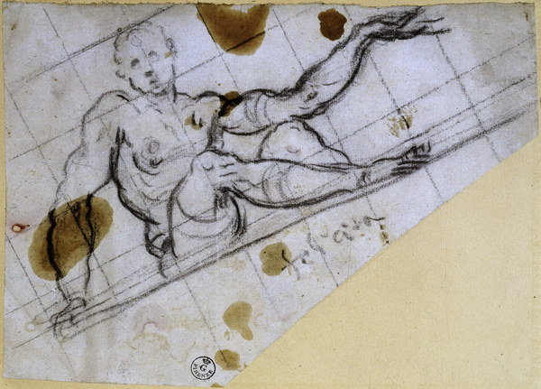 J.Tintoretto, Studie sitzender Mann a Jacopo Robusti Tintoretto