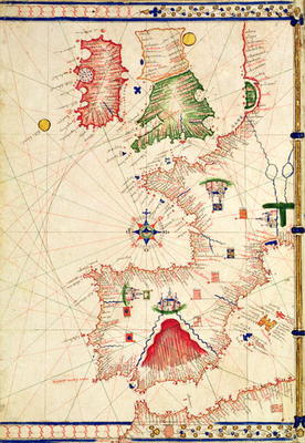 Ms Ital 550.0.3.15 fol.2r Map of Europe, from 'Carte Geografiche' (vellum) a Jacopo Russo