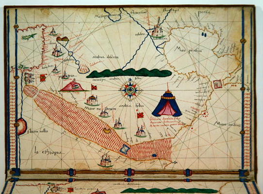 Ms Ital 550.0.3.15 fol.5v Map of the Red Sea, from the 'Carte Geografiche' (vellum) a Jacopo Russo
