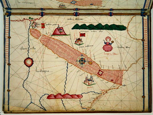 Ms Ital 550.0.3.15 fol.6r Map of Egypt, from the 'Carte Geografiche' (vellum) a Jacopo Russo