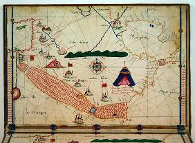 Ms Ital 550.0.3.15 fol.5v Map of the Red Sea, from the 'Carte Geografiche' (vellum)