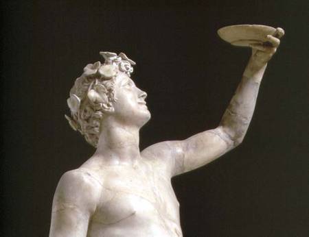 Bacchus, detail of the head, sculpture a Jacopo Sansovino