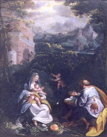 Rest on the Flight into Egypt (panel) a Jacopo Zucchi