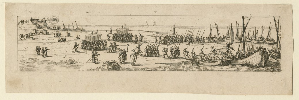Landing of troops at the siege of La Rochelle a Jacques Callot
