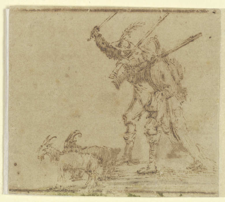 Zwei Soldaten treiben zwei Ziegen vor sich her a Jacques Callot