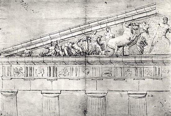 Study of a pediment from the Parthenon a Jacques Carrey