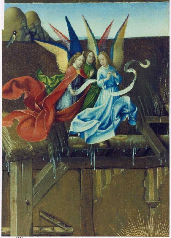 Birth Christi. Detail: Three angels a Jacques Daret