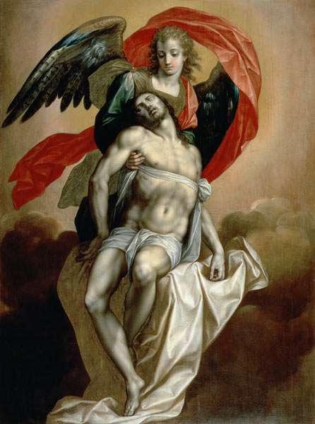 The Dead Christ Supported by an Angel a Jacques de Backer
