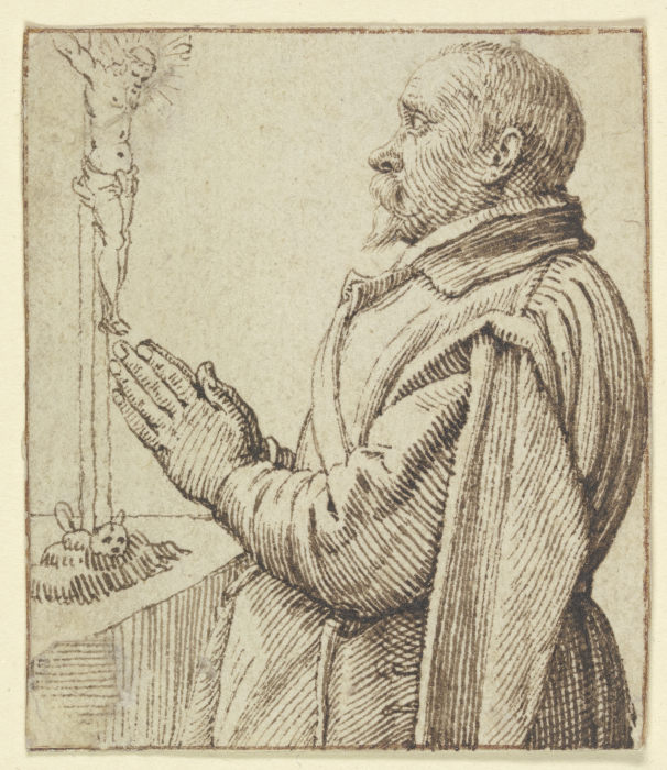 Betender Kavalier vor einem Kruzifix a Jacques de Gheyn II