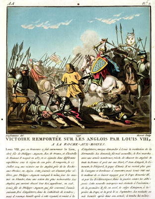 Victory Gained Over the English by Louis VIII (1187-1226) at La Roche aux-Moines, engraved by Jean B a Jacques Francois Joseph Swebach