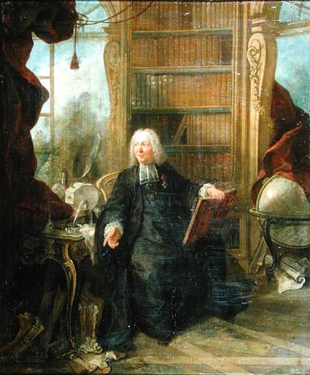 Abbot Nollet (1700-70) in his study, in chateau de la Muette optical pavilion a Jacques Lajoue