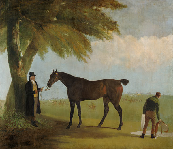 Malcolm Greame with a thoroughbred horse. a Jacques-Laurent Agasse