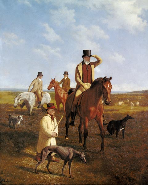The portrait Lord Rivers to horse with his friends a Jacques-Laurent Agasse