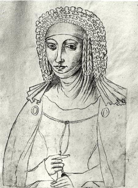 Ms.266 fol.53 Marguerite de France (1310-82), from 'Recueil d'Arras' a Jacques Le Boucq
