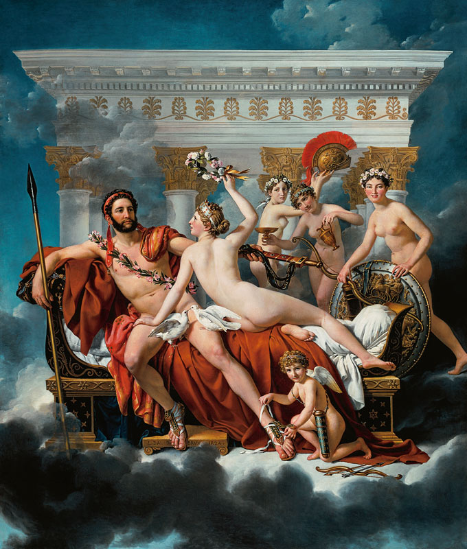 Mars is disarmed by Venus and the graces. a Jacques Louis David