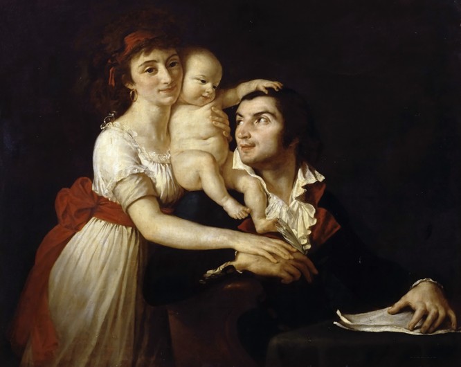 Camille Desmoulins with his wife Lucile and child a Jacques Louis David