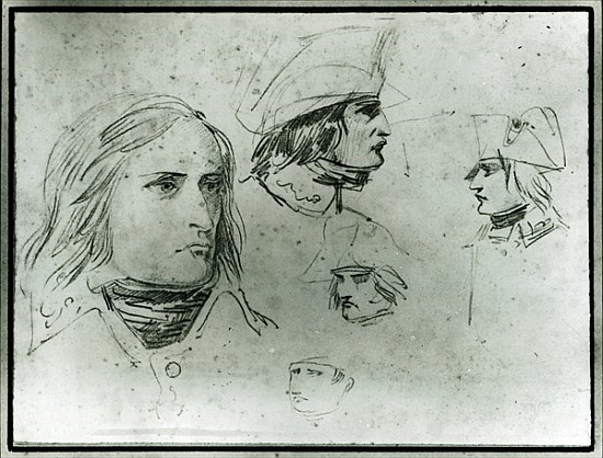 Sketches of Napoleon Bonaparte, 1797 (pencil) a Jacques Louis David