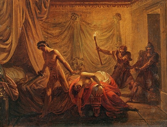 The Death of Cleonice (oil on canvas mounted on wood)The a Jacques Louis David