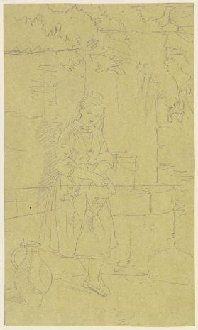 Peasant girl at a well