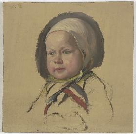 Kleines Kind mit weißem Häubchen