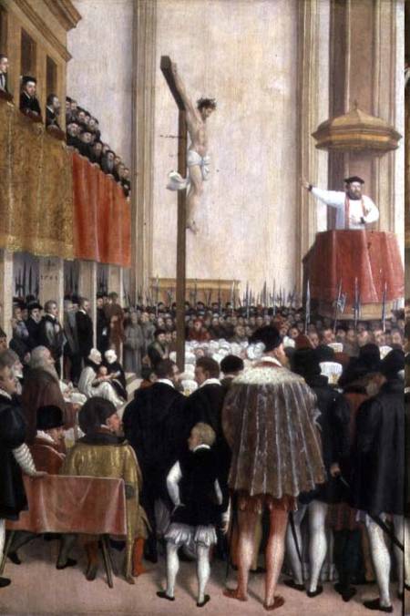 Sermon of the Papal Legate, Cornelius Musso (1511-74), in the Augustinerkirche Vienna on 1561 a Jakob Seisenegger