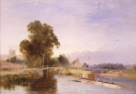 Barge by Lock Gate, Windsor Beyond a James Baker Pyne