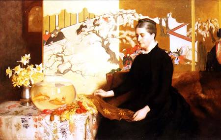 Lady With Japanese Screen and Goldfish (Portrait of the Artist's Mother) a James Cadenhead