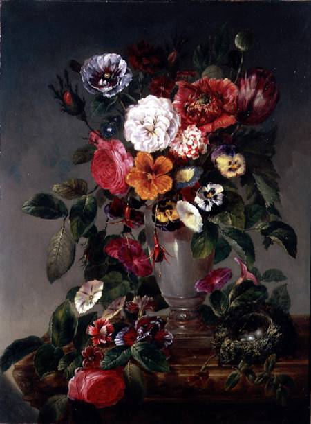 Still Life of Various Flowers in an Urn a James Charles Ward
