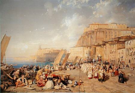 Procession on the Feast of Corpus Christi, Naples  on a James Duffield Harding