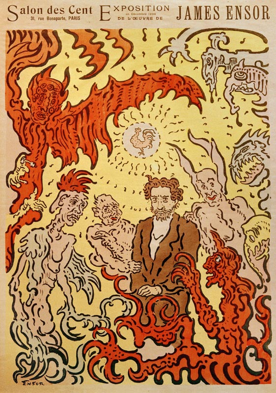 Demons Teasing Me (Démons me turlupinant). Poster for the James Ensor Exhibition at the Salon des Ce a James Ensor