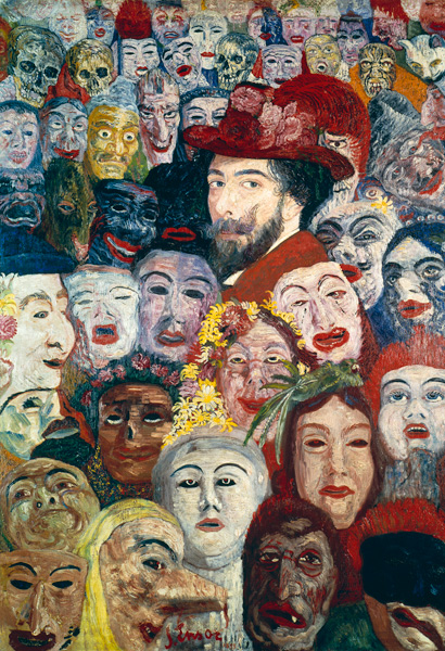 My Portrait Surrounded by Masks, 1899  (see also 170289 & 188976) a James Ensor