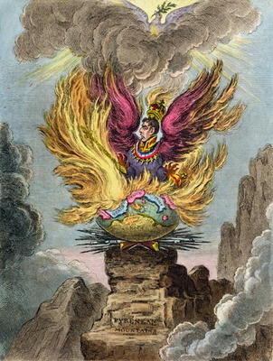 Apotheosis of the Corsican Phoenix, published by Hannah Humphrey in 1808 (hand-coloured etching) a James Gillray