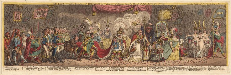 The Grand Coronation Procession of Napoleon the 1st Emperor of France, from the church of Notre-Dame a James Gillray