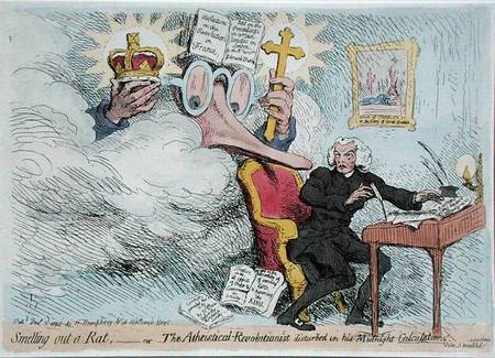 Smelling out a Rat, or The Atheistical-Revolutionist disturbed in his Midnight 'Calculations' a James Gillray