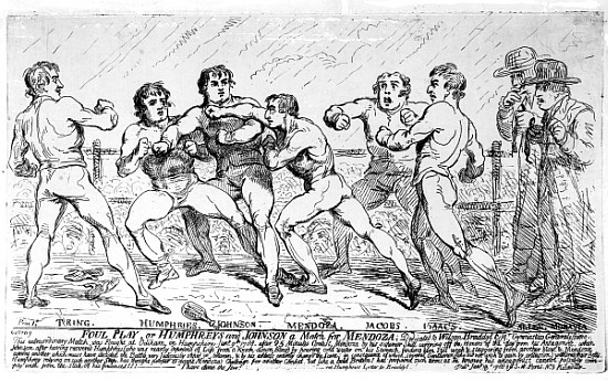 The Famous Battle Between Richard Humphreys and Daniel Mendoza, January 9th 1788 a James Gillray