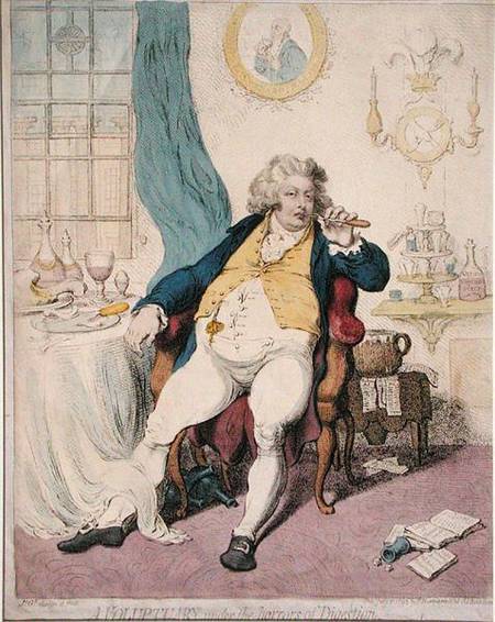 A Voluptuary under the Horrors of Digestion a James Gillray