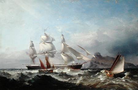 A Clipper Ship off the Mumbles Lighthouse, Swansea a James Harris of Swansea