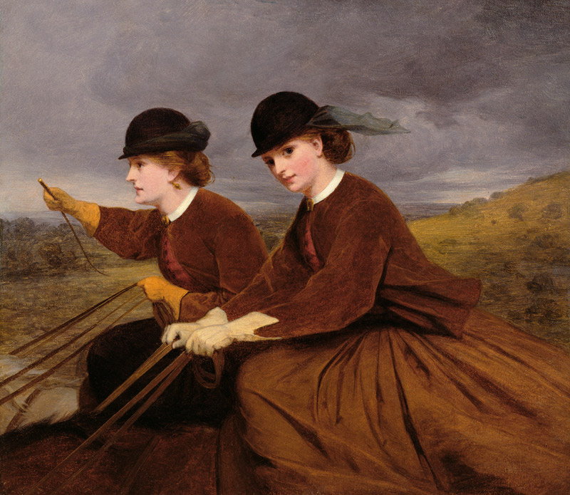 On the Downs - Two Ladies Riding Side-Saddle a James Hayllar