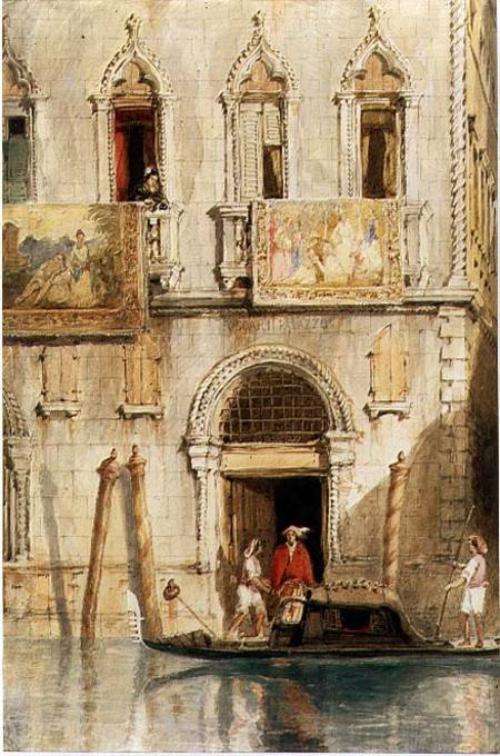 The Steps of the Palazzo Foscari, Venice, 1844 (pencil, ink a James Holland