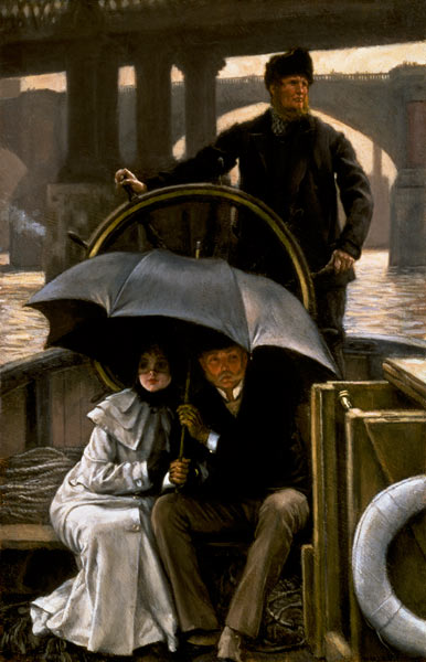 On the ferry boat in the rain. a James Jacques Tissot