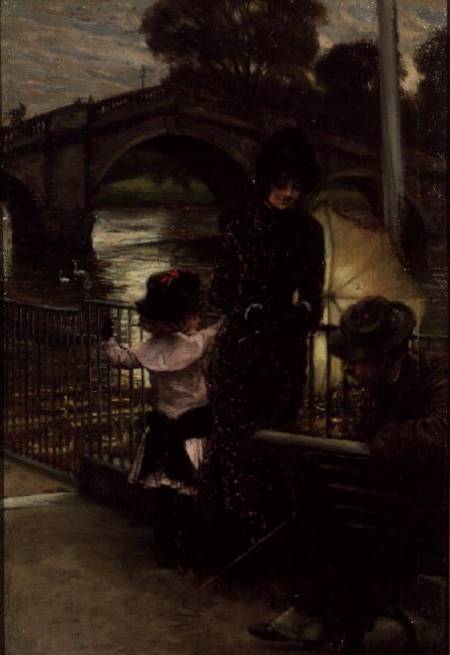 Portrait of the Artist with Mrs.Kathleen Newton and her niece, Lilian Hervey, by the Thames at Richm a James Jacques Tissot