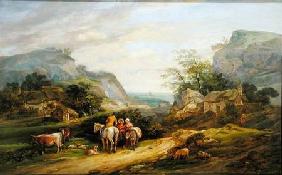 Landscape with figures and cattle