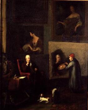 Self portrait of the artist painting Sir Walter Scott (1771-1832)