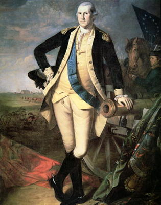 General George Washington (1732-99) at Yorktown, Virginia (colour litho) a James Peale