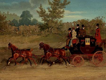 The Exeter Royal Mail on a country road a James Pollard
