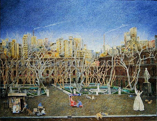 Angel on Stilts, Plaza Leona Vicario, c.2001 (oil on canvas)  a  James  Reeve